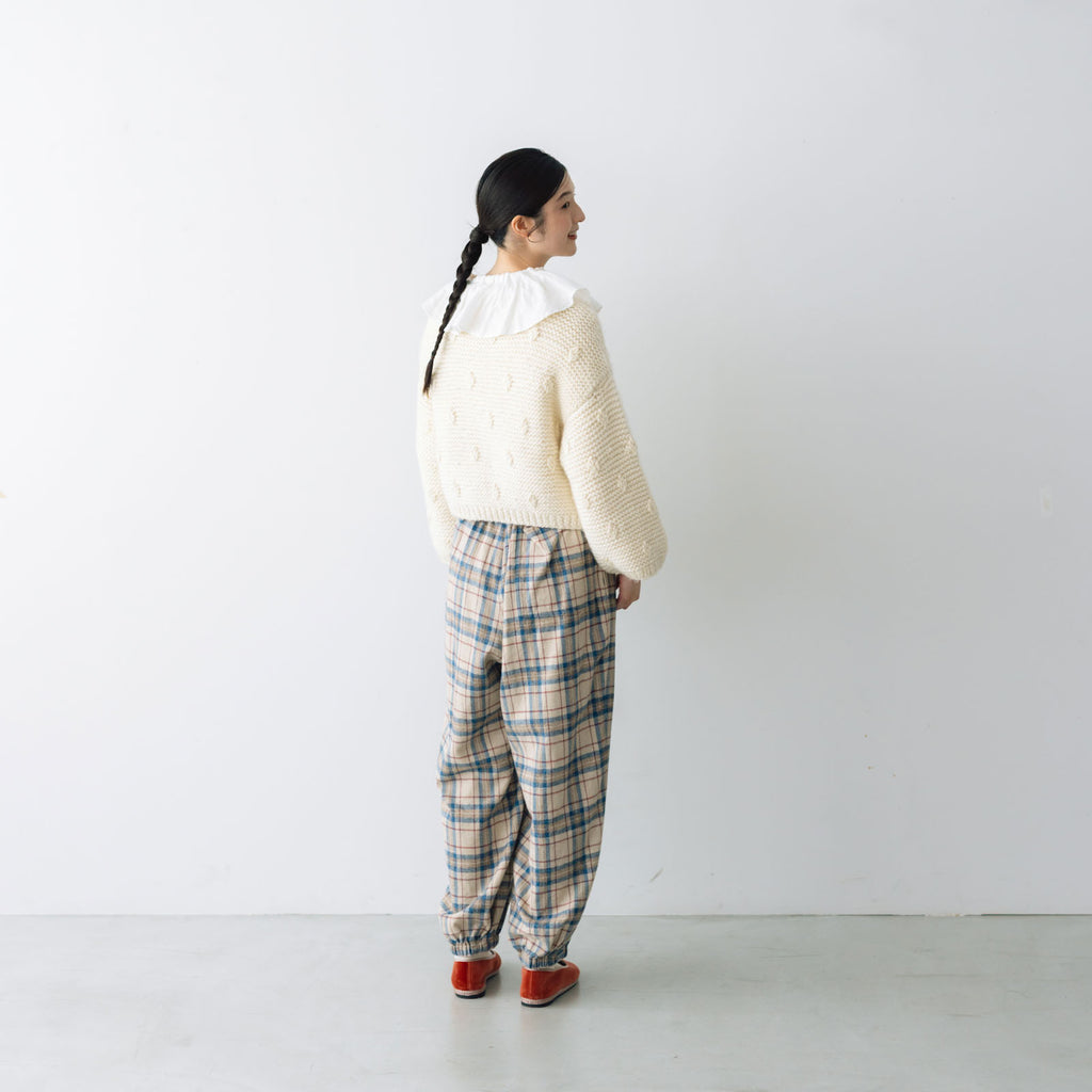 Yarmo ワイドタックイージーパンツ サックス×ベージュ