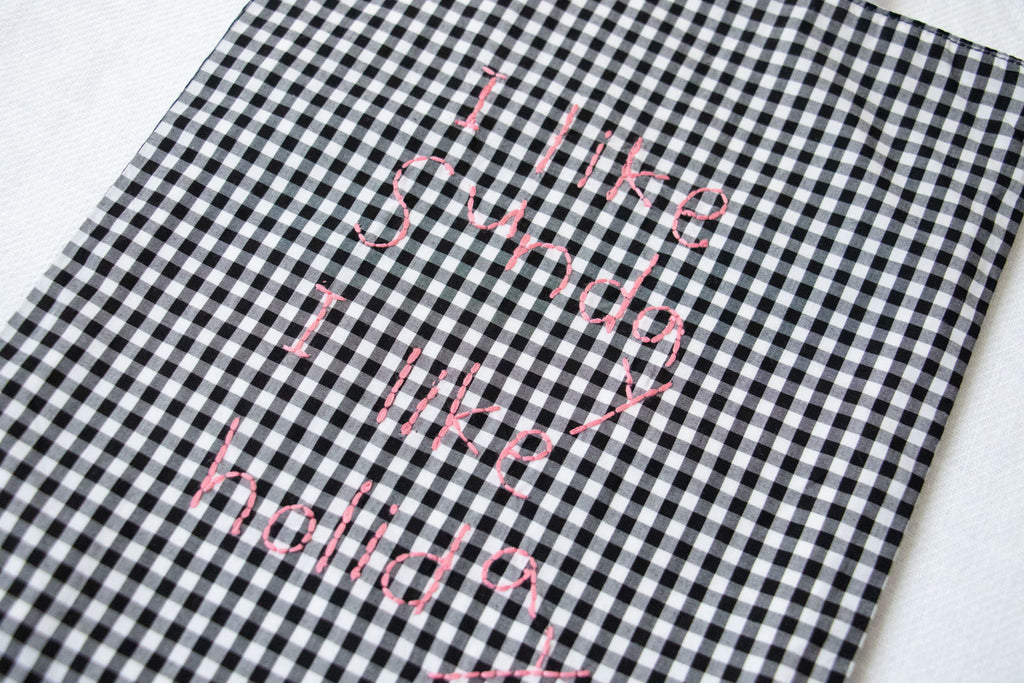 pot and tea チェック柄ハンド刺繍バッグ