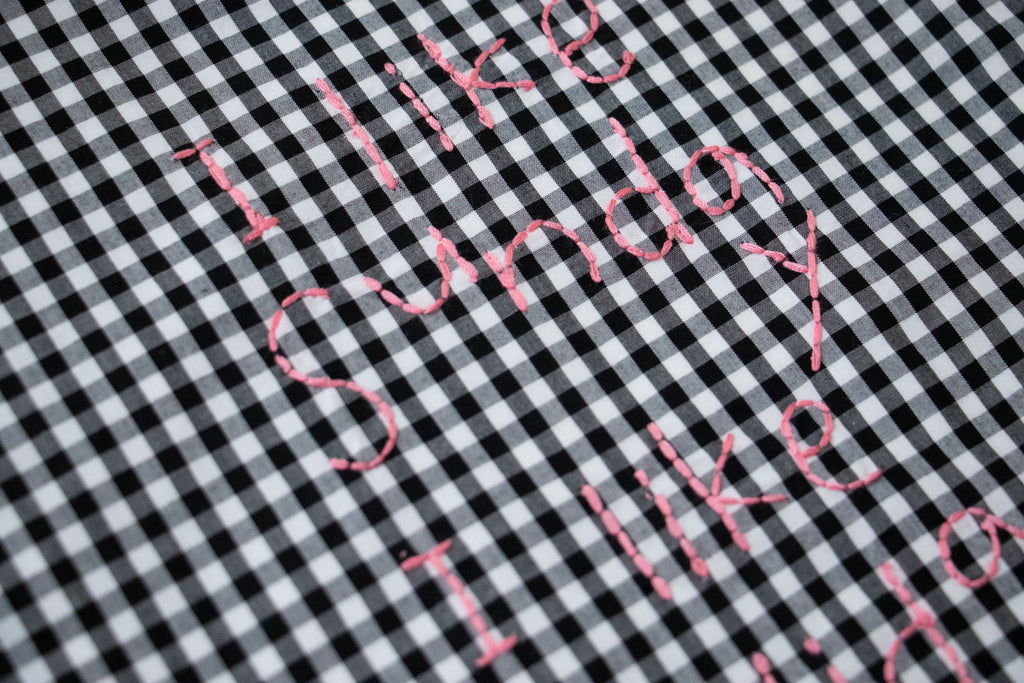 pot and tea チェック柄ハンド刺繍バッグ