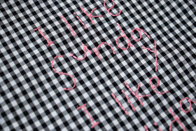 pot and tea チェック柄ハンド刺繍バッグ