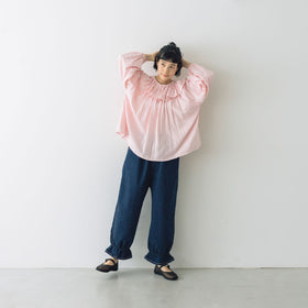 pot and tea ガーゼのゴムそで口 ブラウス