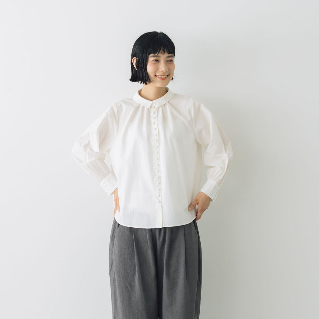 pot and tea 釦たくさん襟付きブラウス