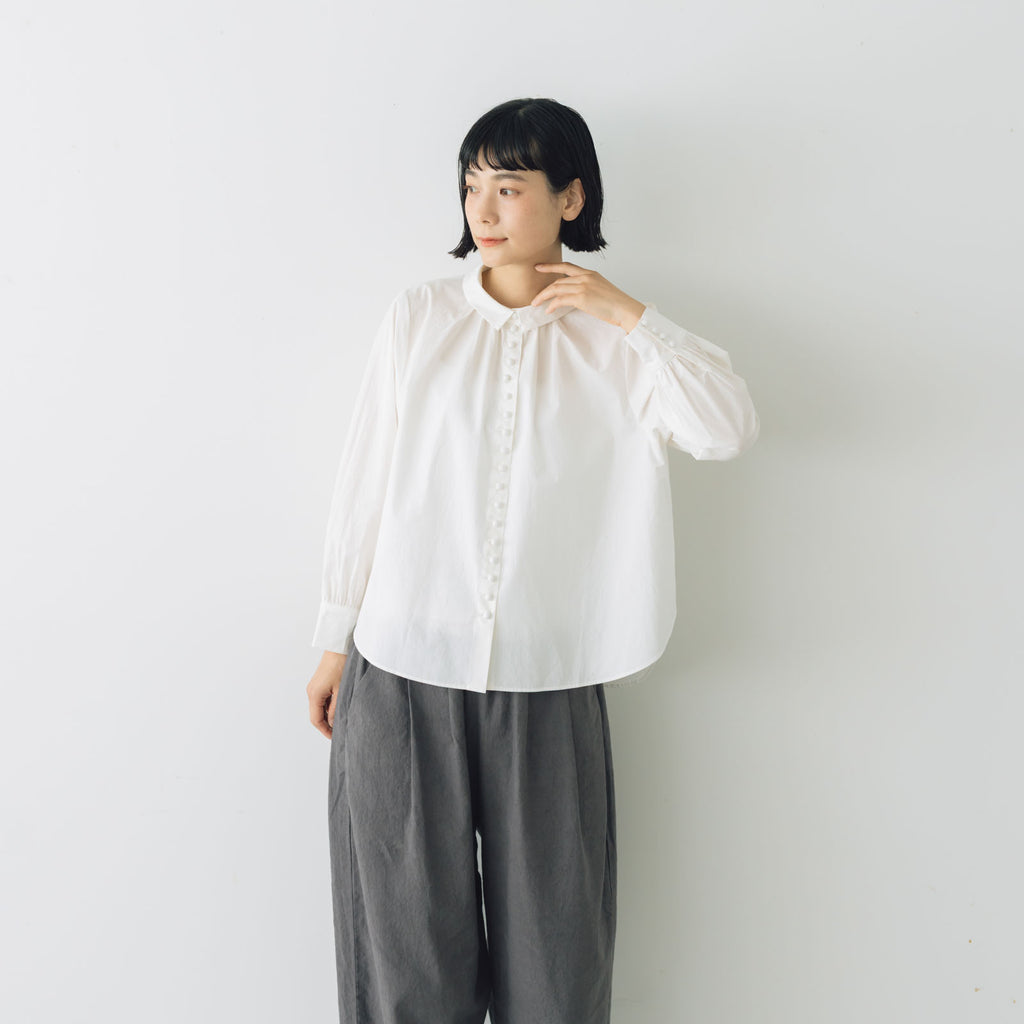 pot and tea 釦たくさん襟付きブラウス