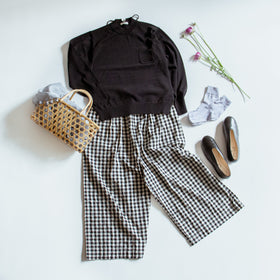 Gauze# ギンガム シン ルーミーパンツ