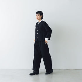 pot and tea 綿麻 ドロップショルダージャケット 黒