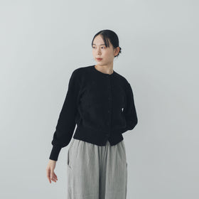 pot and tea ハンド刺繍綿カーディガン 黒
