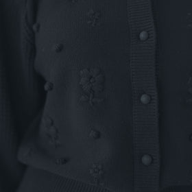 pot and tea ハンド刺繍綿カーディガン 黒