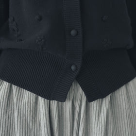 pot and tea ハンド刺繍綿カーディガン 黒