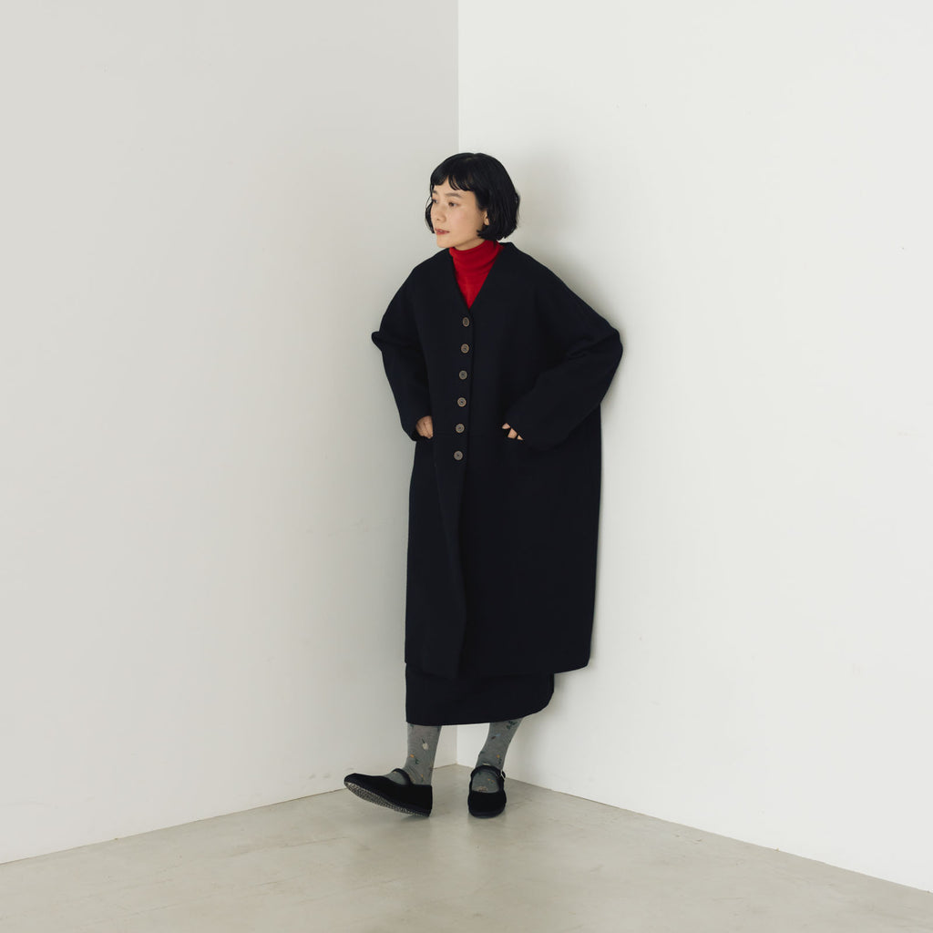 atelier naruse メルトンウールコクーンコート ブラック