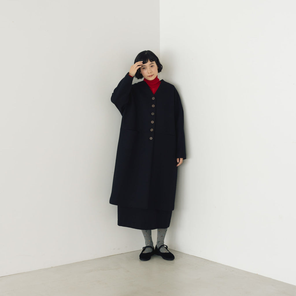 atelier naruse メルトンウールコクーンコート ブラック