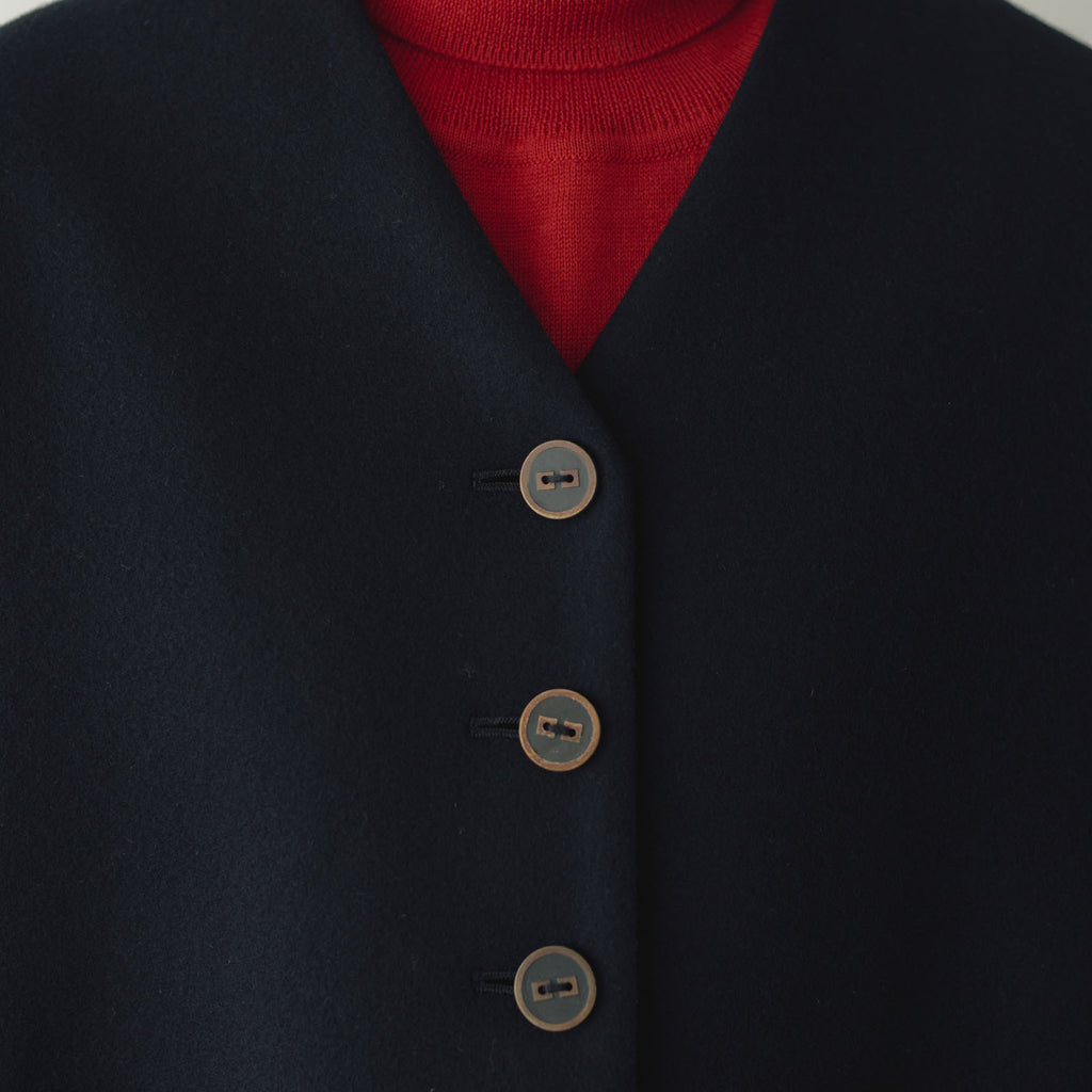 atelier naruse メルトンウールコクーンコート ブラック