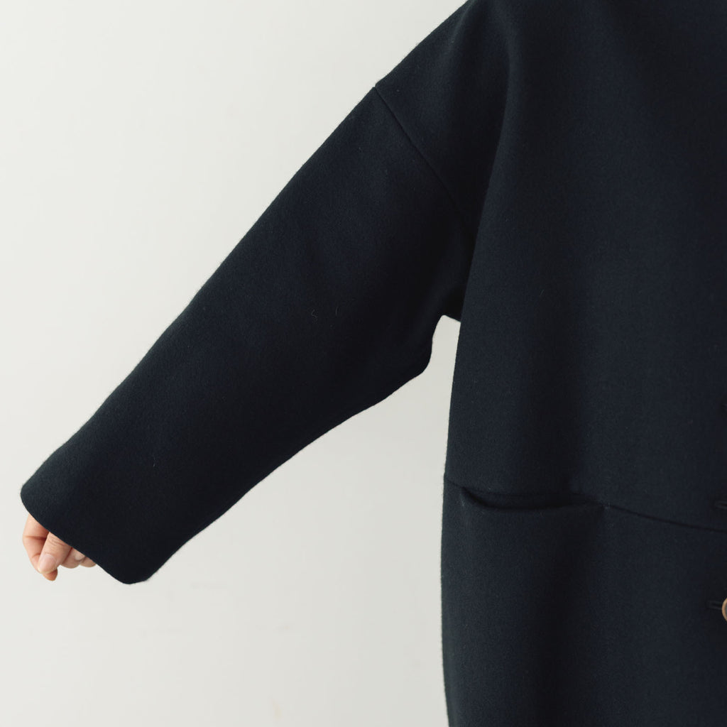 atelier naruse メルトンウールコクーンコート ブラック