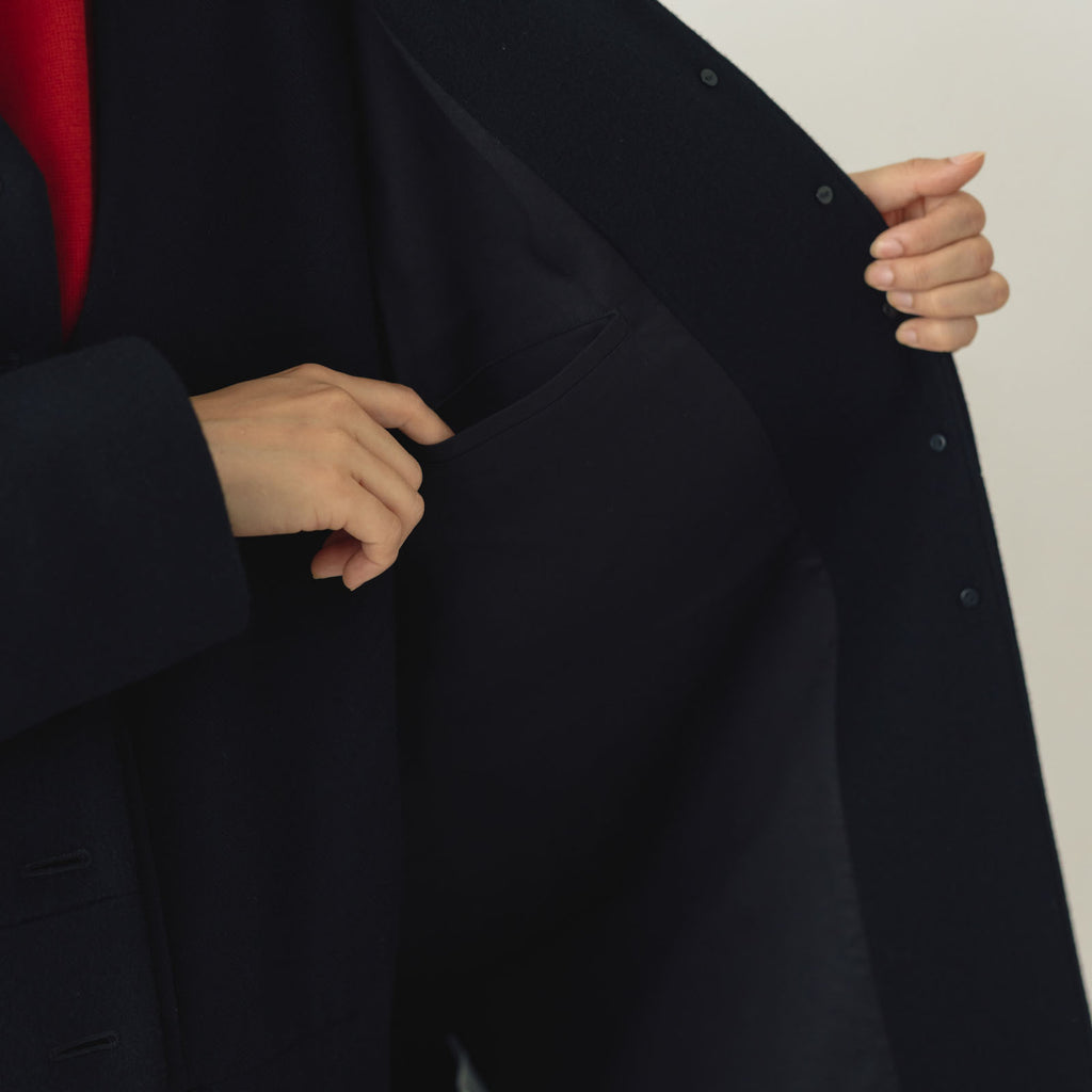 atelier naruse メルトンウールコクーンコート ブラック