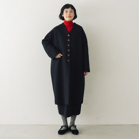 atelier naruse メルトンウールコクーンコート ブラック