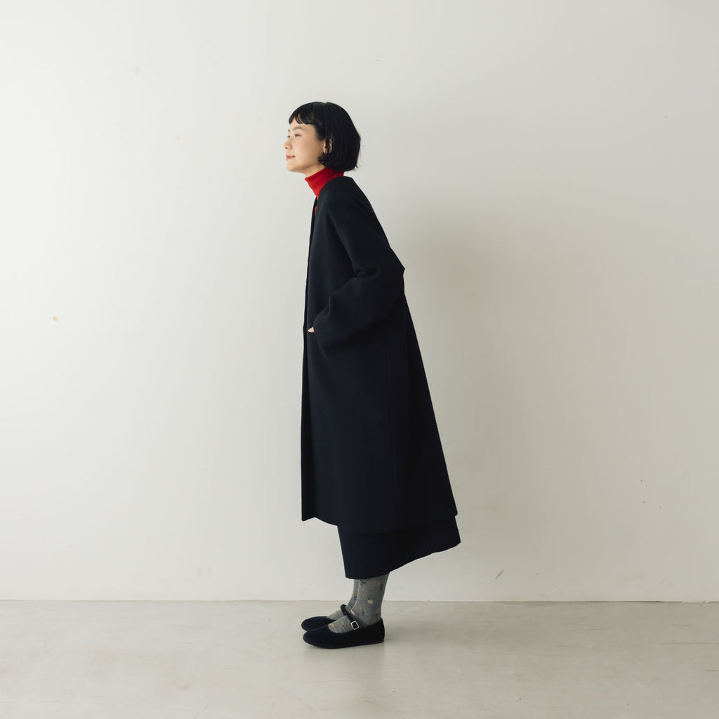atelier naruse メルトンウールコクーンコート ブラック