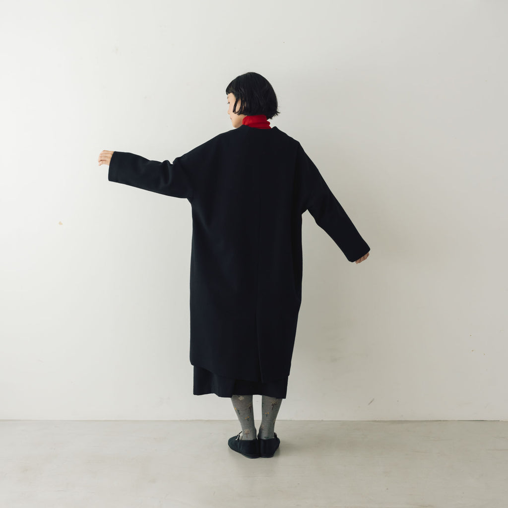 atelier naruse メルトンウールコクーンコート ブラック