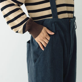 atelier naruse カツラギコットンリネン サスペンダーパンツ