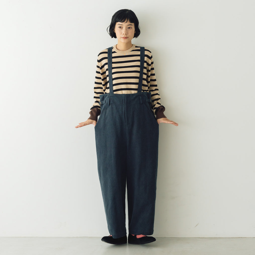 atelier naruse カツラギコットンリネン サスペンダーパンツ