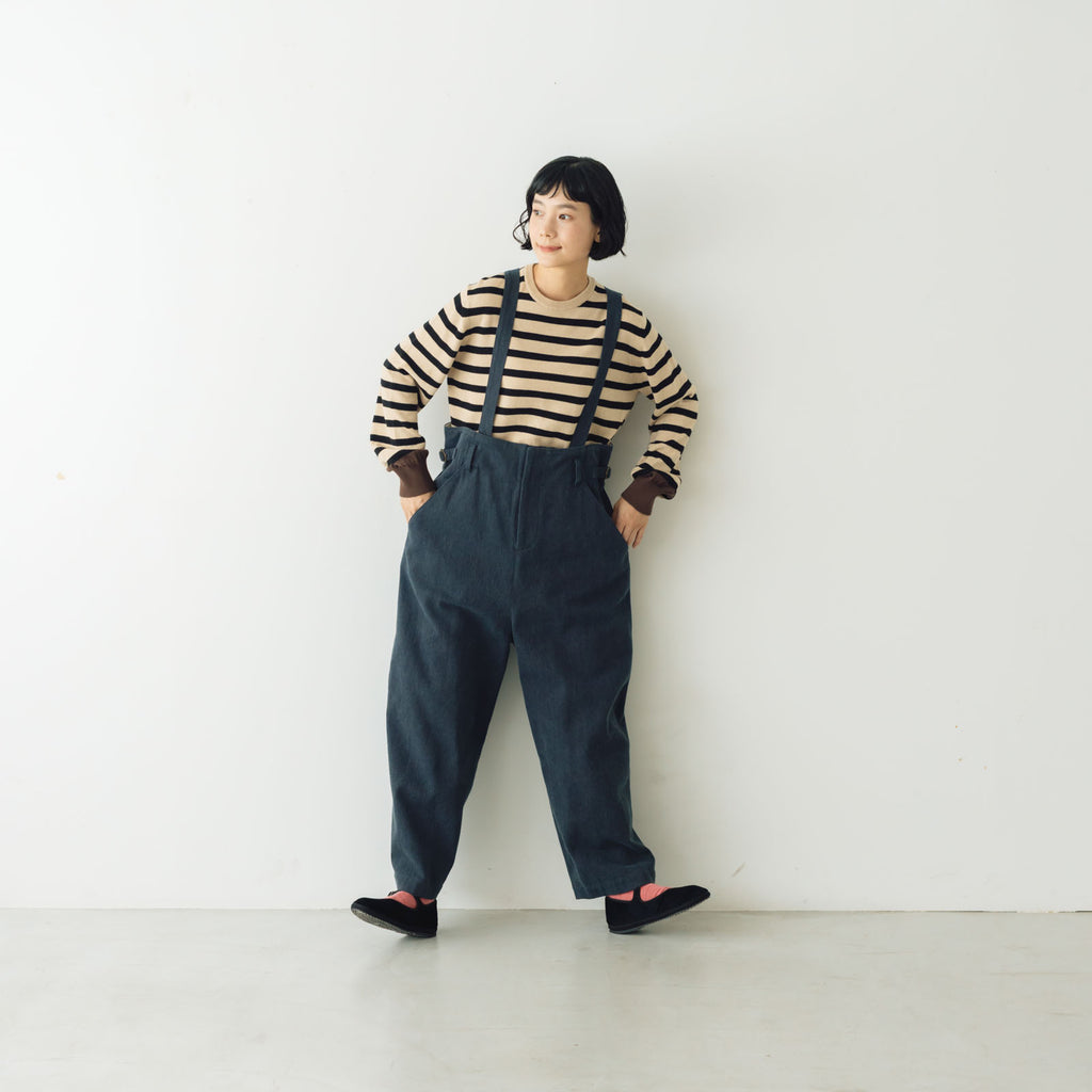 atelier naruse カツラギコットンリネン サスペンダーパンツ