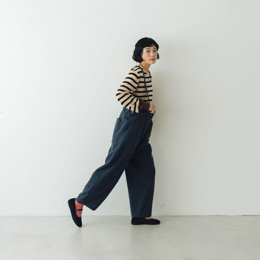 atelier naruse カツラギコットンリネン サスペンダーパンツ