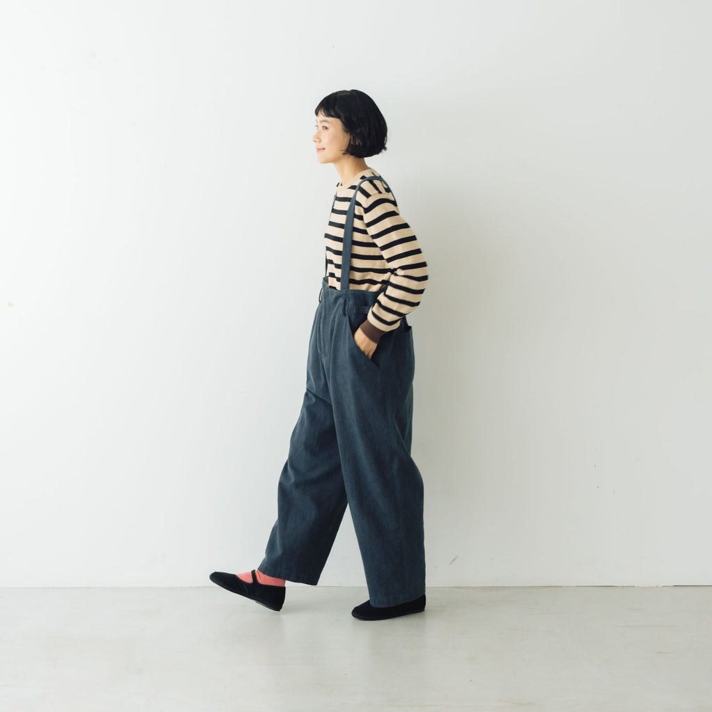 atelier naruse カツラギコットンリネン サスペンダーパンツ