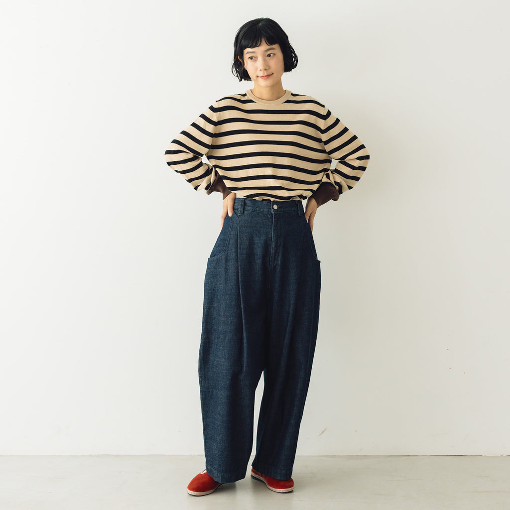 atelier naruse コットンデニム タックパンツ