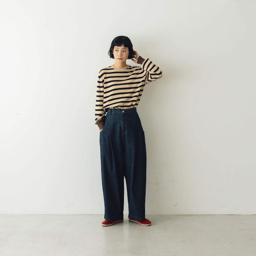 atelier naruse コットンデニム タックパンツ