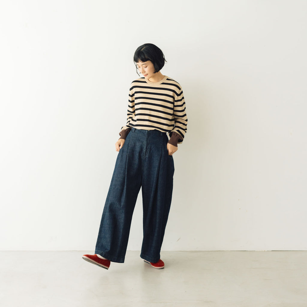 atelier naruse コットンデニム タックパンツ