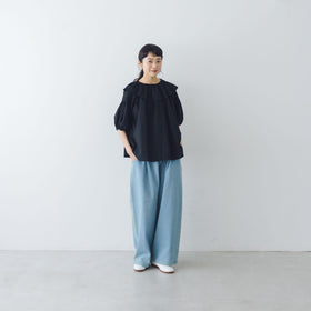 atelier naruse コットンデニム ワイドタックパンツ
