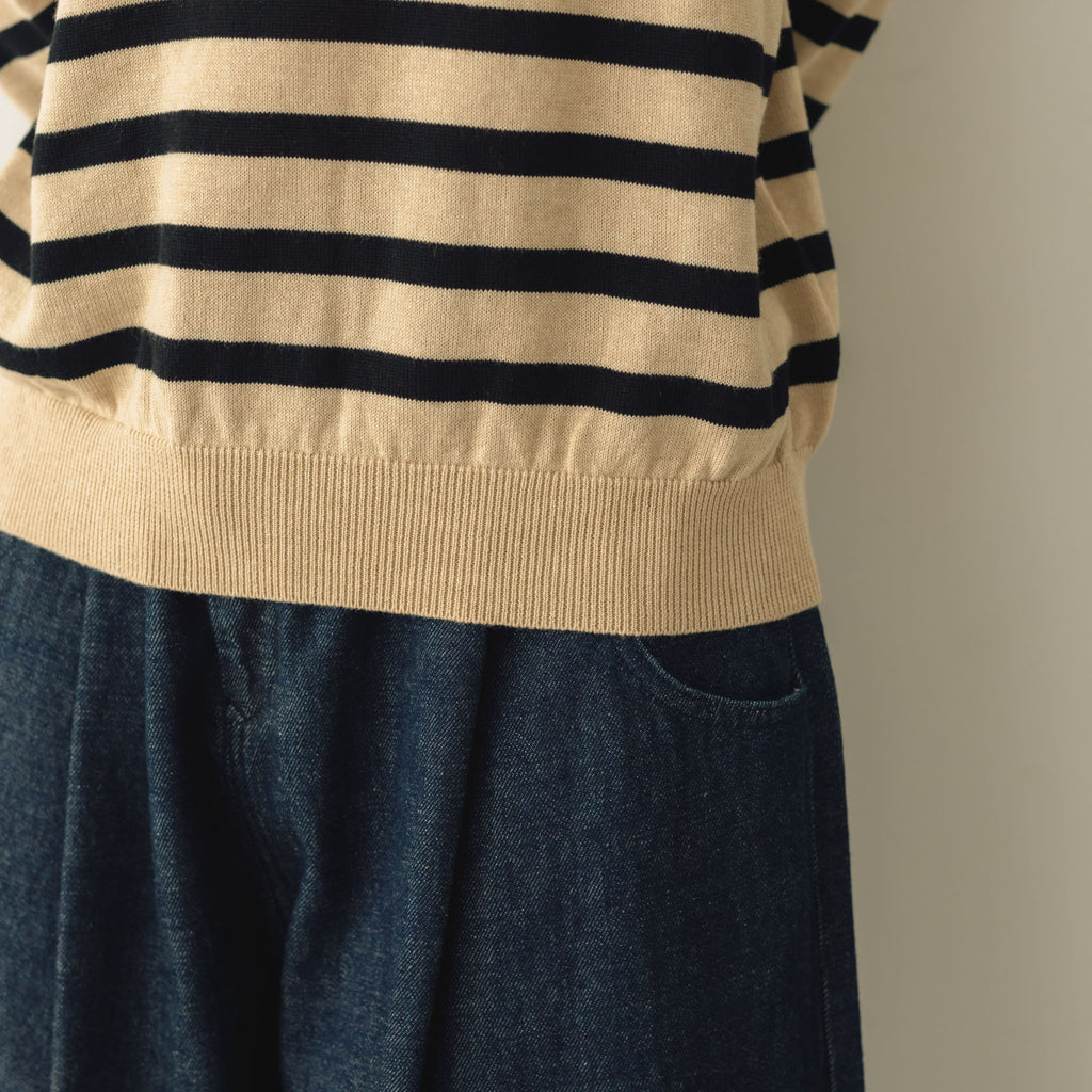 atelier naruse コットンウールボーダーニット