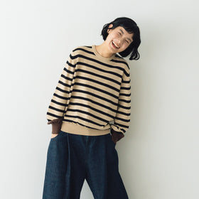 atelier naruse コットンウールボーダーニット