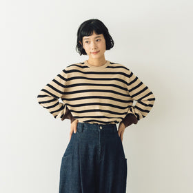 atelier naruse コットンウールボーダーニット