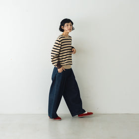 atelier naruse コットンウールボーダーニット