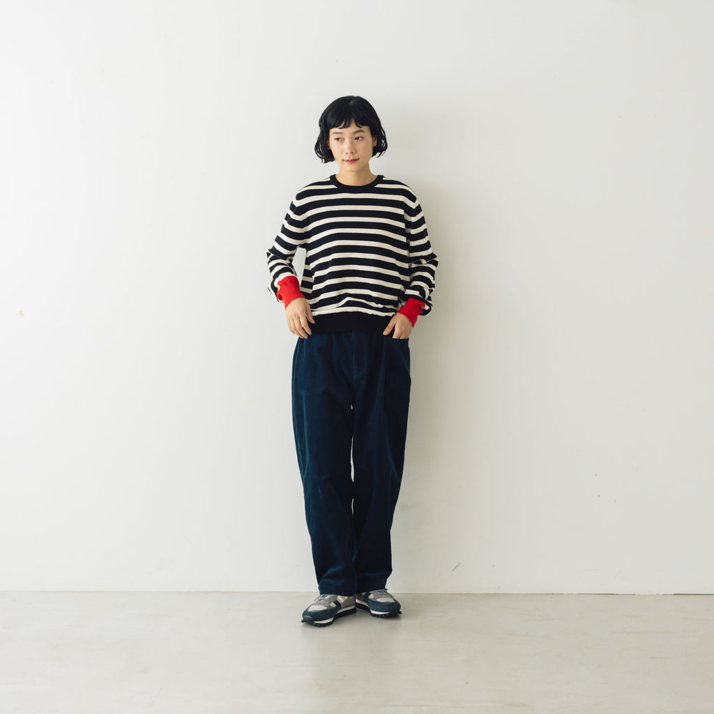 atelier naruse コットンウールボーダーニット