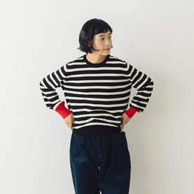 atelier naruse コットンウールボーダーニット