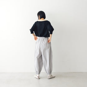 atelier naruse ラミーコットンクロシェカラー 半袖ニット