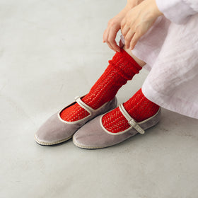 atelier naruse リネンストライプレースミドルソックス