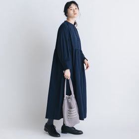 pot and tea ノーカラー ロングワンピース