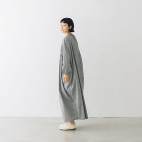 pot and tea チェック柄スモックボリュームワンピース(ロング)