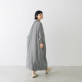 pot and tea チェック柄スモックボリュームワンピース(ロング)