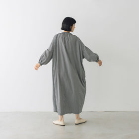 pot and tea チェック柄スモックボリュームワンピース(ロング)