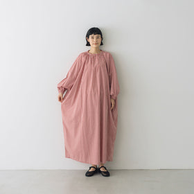 pot and tea チェック柄スモックボリュームワンピース(ロング)