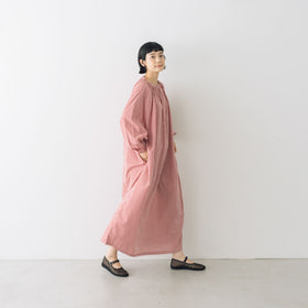 pot and tea チェック柄スモックボリュームワンピース(ロング)