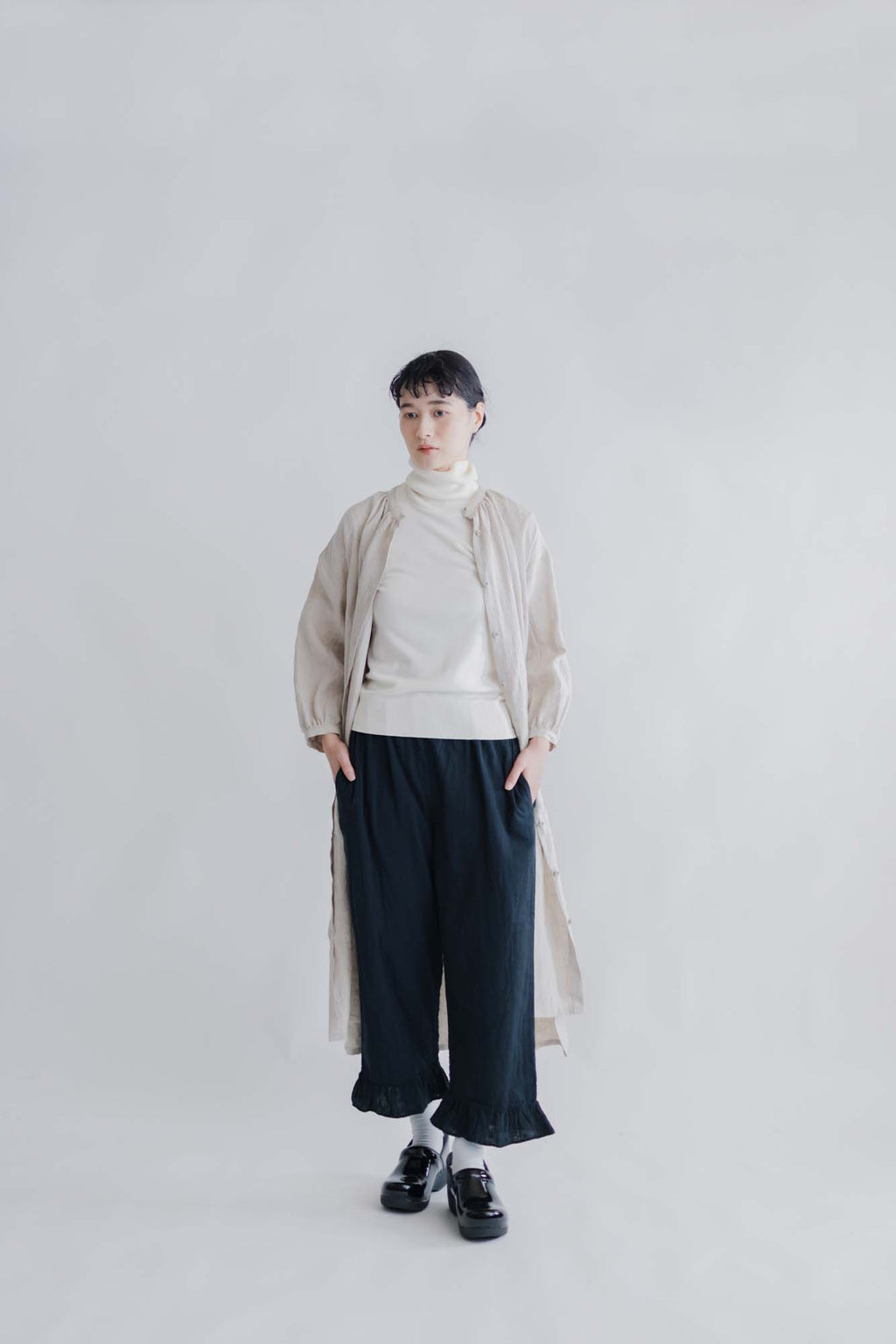 pot and tea ダブルガーゼのペチパンツ(フリル付き)