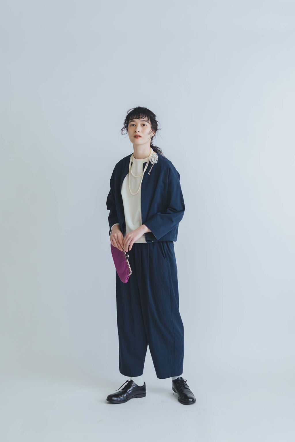 F/style 亀田縞のブラウス