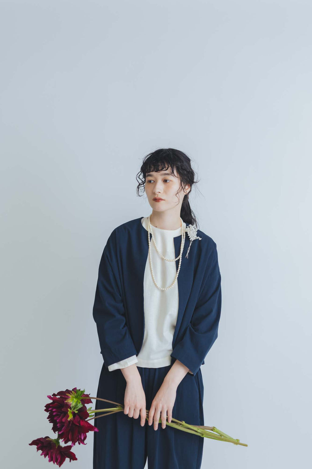 F/style 亀田縞のブラウス