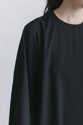 fruits of life ウールギャザーワンピース 黒色/ブラック