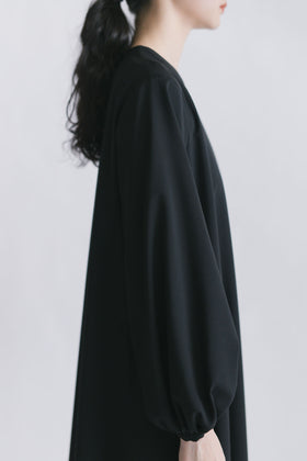 fruits of life ウールギャザーワンピース 黒色/ブラック