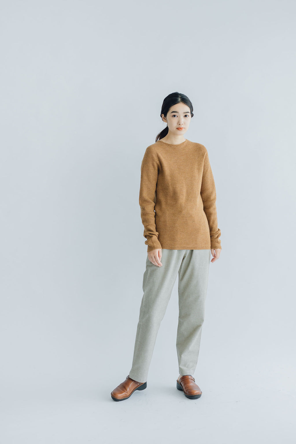 F/style ホールガーメントのリブ編みウールニット