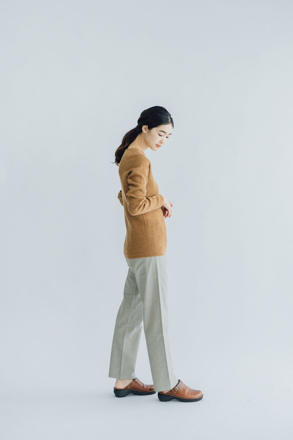 F/style ホールガーメントのリブ編みウールニット